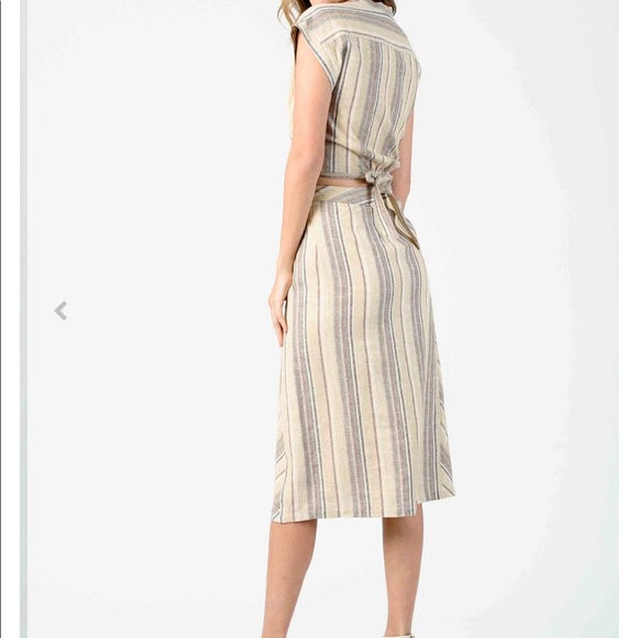 Lucca couture linen 2 piece tie top midi skirt sm - Picture 3 of 5